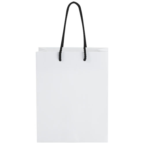Ręcznie robiona torba z papieru integra z plastikowymi uchwytami – 18 x 9 x 23 cm Biały-Czarny 1ZB00990 (2)