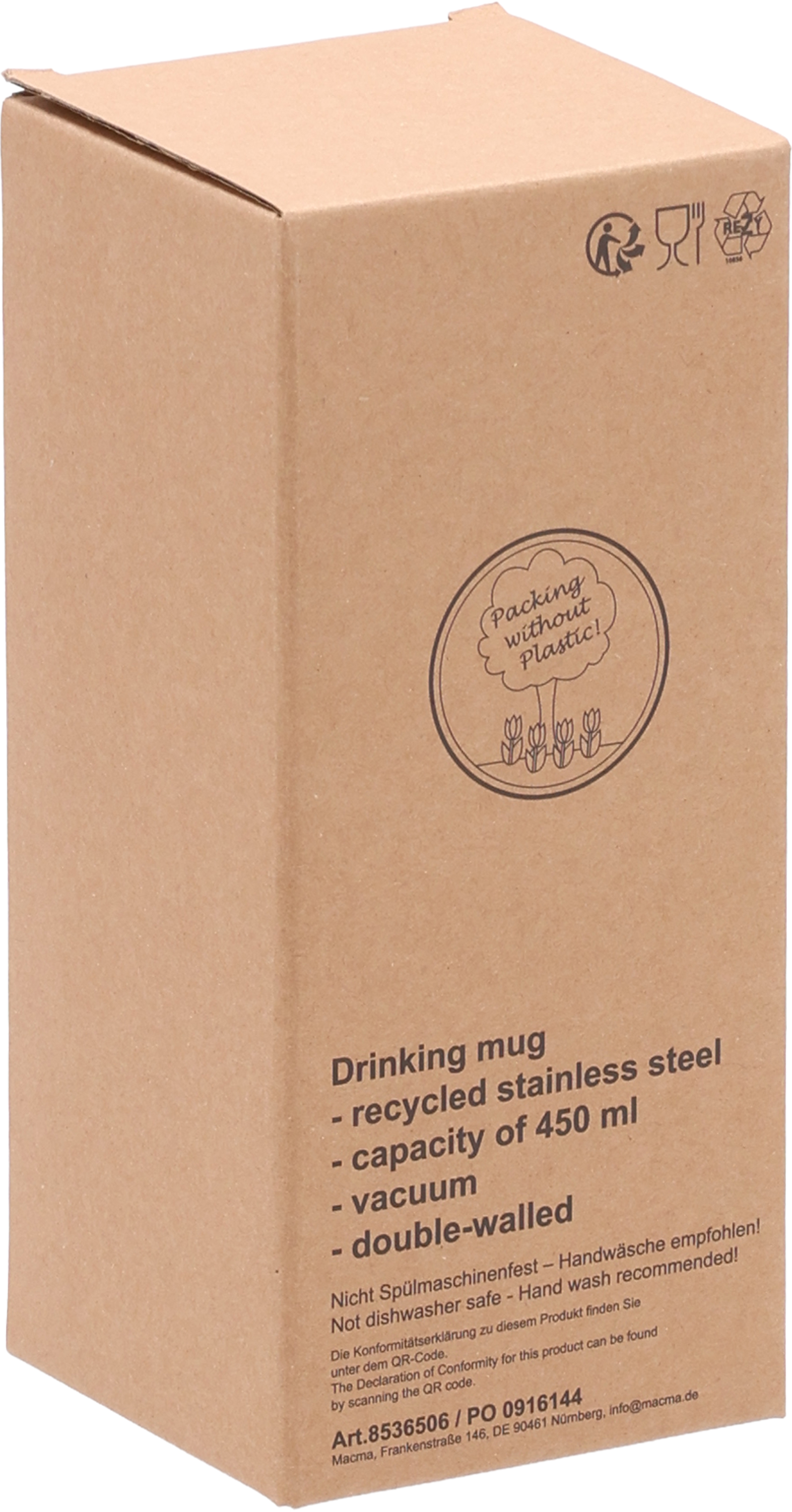 Kubek termiczny ze stali z recyklingu 450 ml SILVIO Biały 8536506 (9)