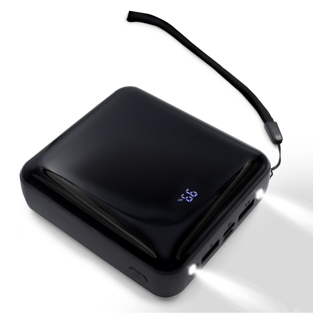 Power bank 10000 mAh, 3 kable do ładowania w komplecie | Tim Czarny V0903-03 (2)