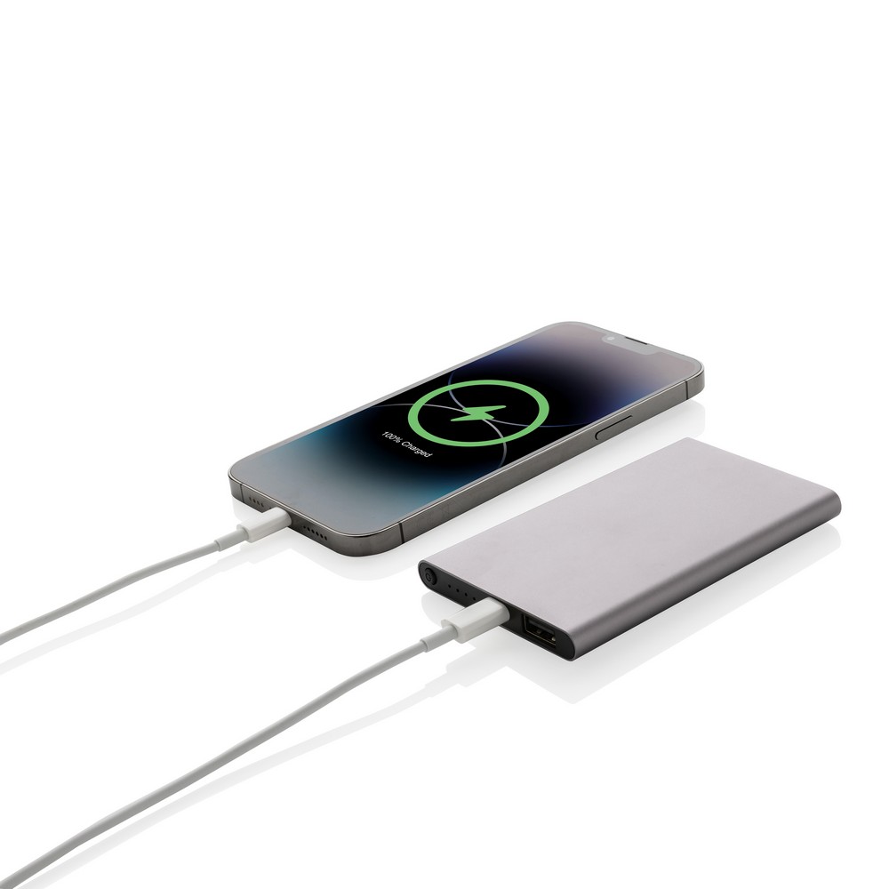 Power bank 4000 mAh z aluminium z recyklingu Szary P322.420 (1)