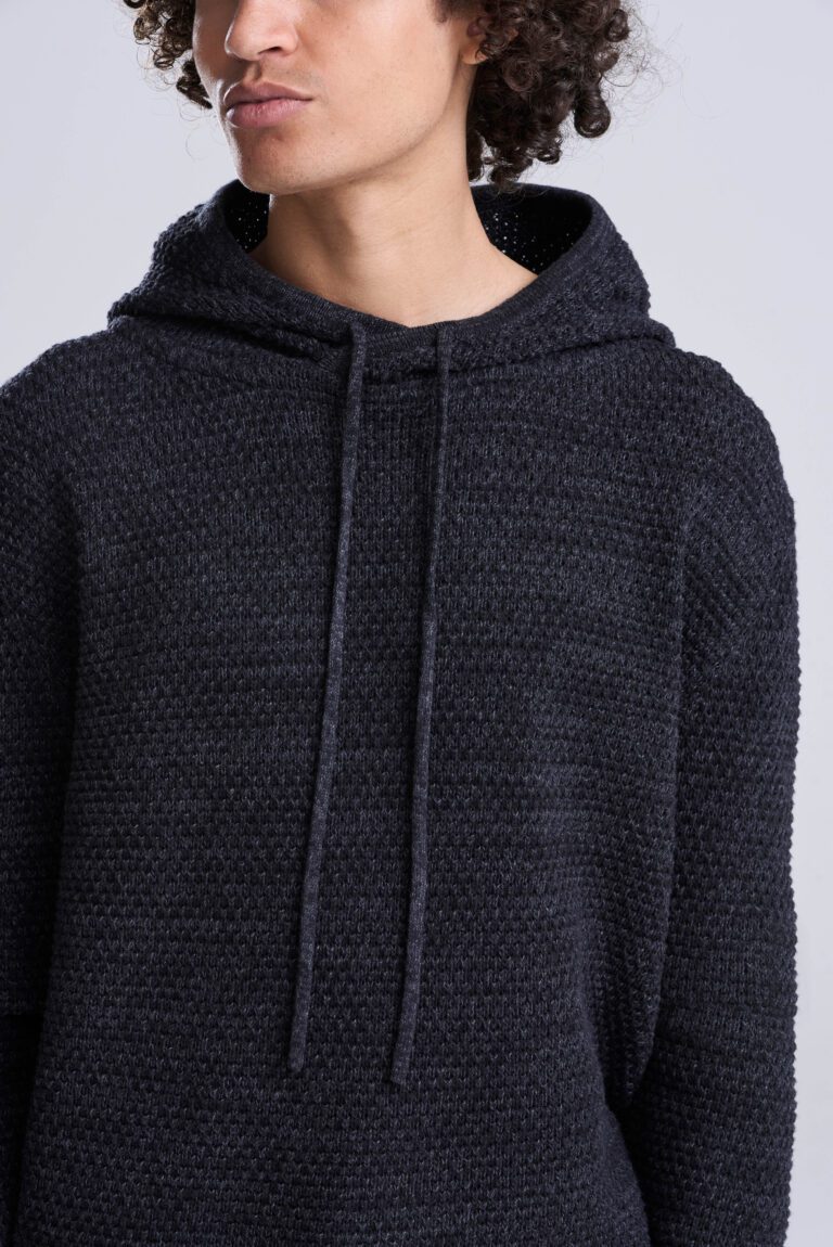 Bluza Klasyczna Dzianinowa z Recyklingu - Charcoal & Black Navy EA080-496468 (2)