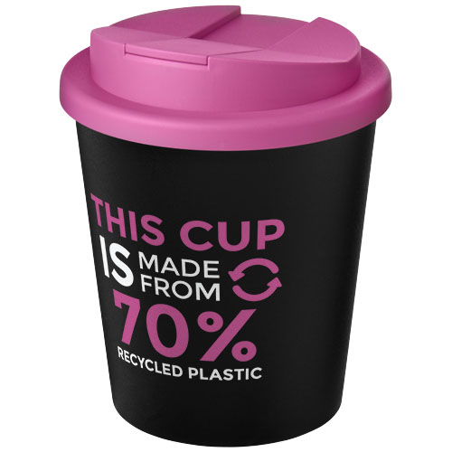 Kubek Americano® Espresso Eco z recyklingu o pojemności 250 ml z pokrywą odporną na zalanie  Czarny-Magenta 21045510 (1)