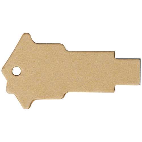 Pendrive wyposażony w interfejs USB 2.0 w kształcie domu z papieru z recyklingu Kraftowy brąz 1Z50106H (4)