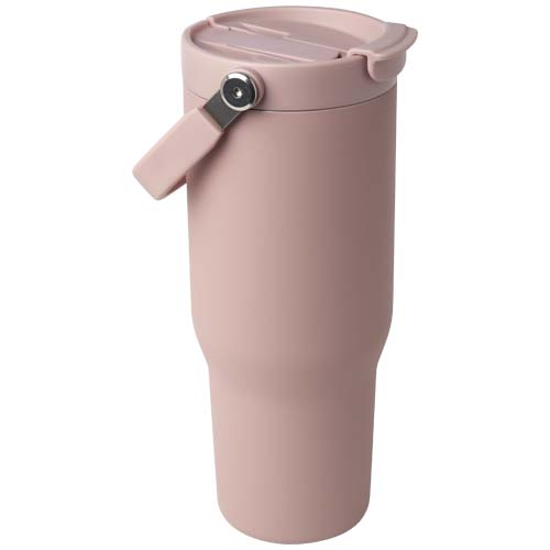 Kubek Bronx o pojemności 900 ml, z izolacją próżniową, wykonany ze recyklingowanej stali nierdzewnej z certyfikatem RCS i z miedzi, z wielofukncyjną zakrętką Przygaszony róż 10086440 