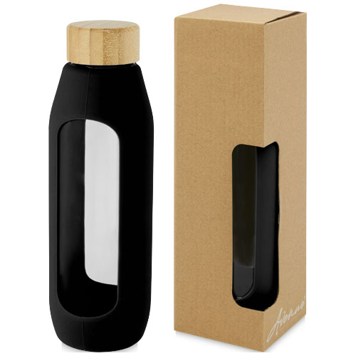 Gadżet reklamowy - Tidan Butelka z borokrzemianowego szkła o pojemności 600 ml z silikonowym uchwytem