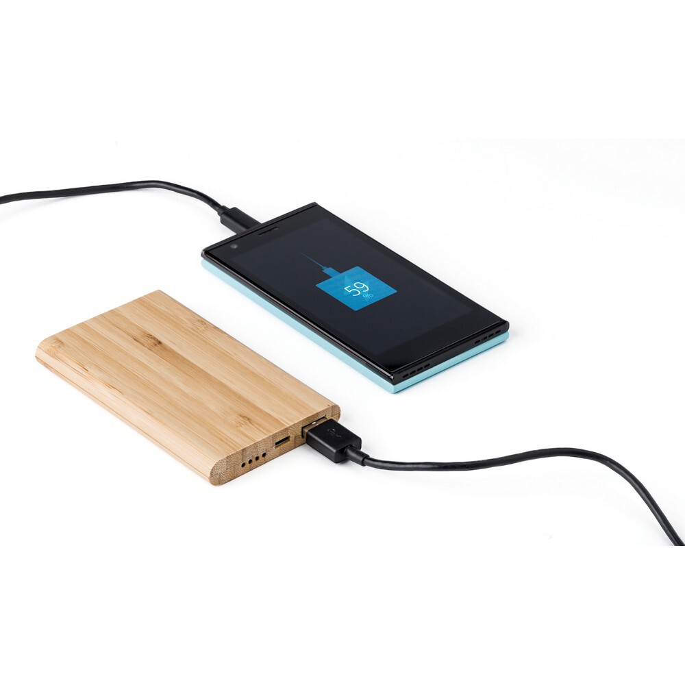 Gadżet reklamowy - Bambusowy power bank 4000 mAh