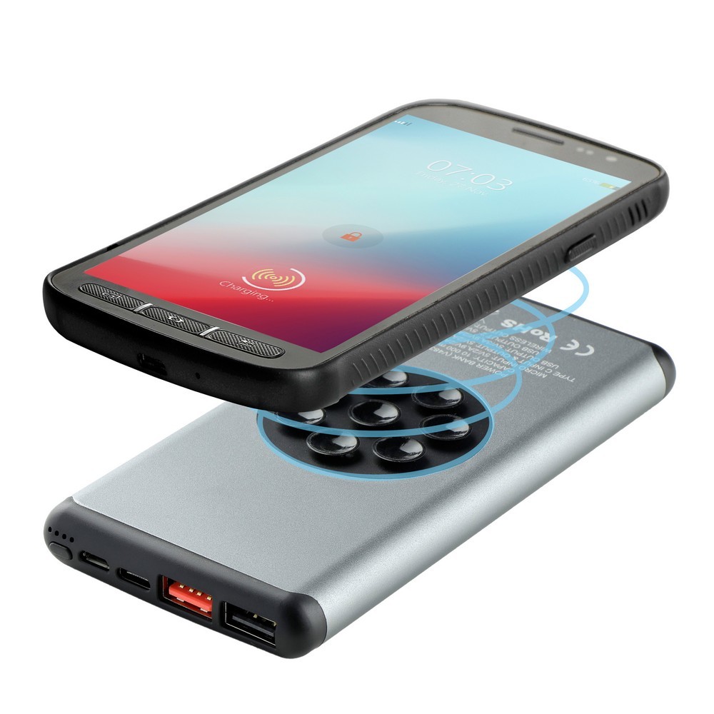 Gadżet reklamowy - Bezprzewodowy power bank 10000 mAh Mauro Conti z przyssawkami, ładowarka bezprzewodowa 10W | Stef