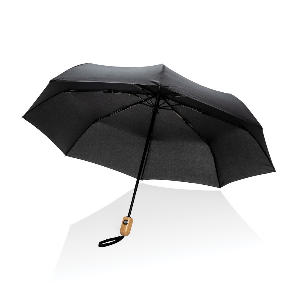 Bambusowy parasol automatyczny 21" AWARE™ RPET Czarny P850.611 (4)