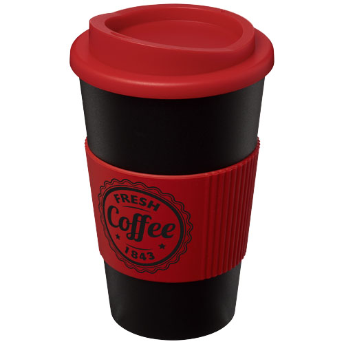 Kubek termiczny z serii Americano® o pojemności 350 ml z uchwytem Czarny-Czerwony 21000203 (1)