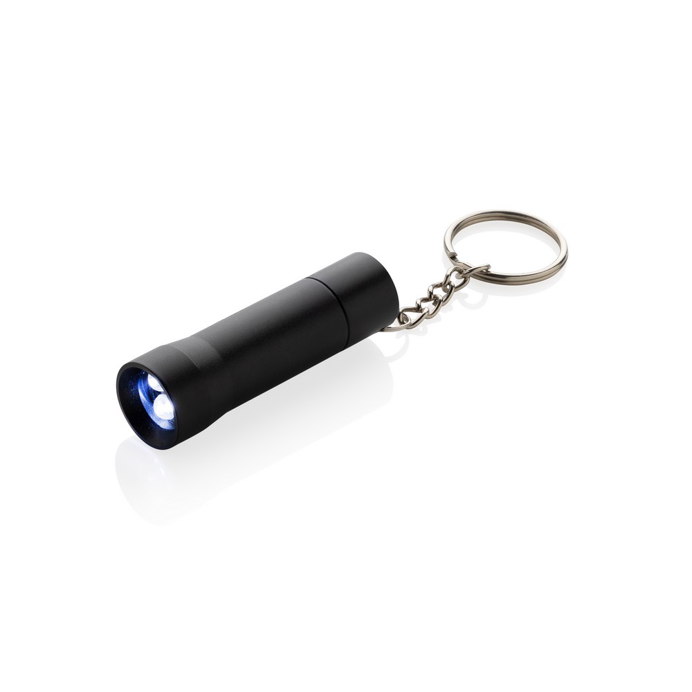 Brelok do kluczy z aluminium z recyklingu, latarka Flash Czarny P514.0401 
