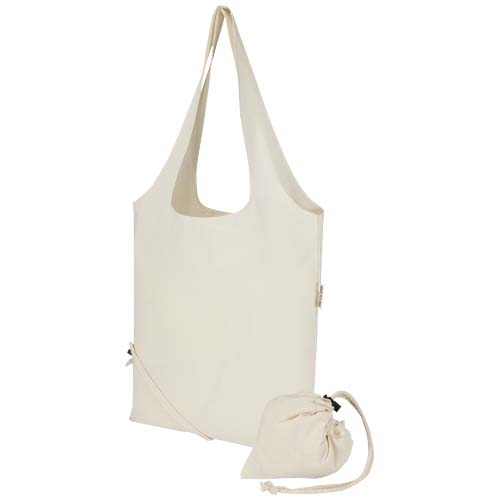 Madras Blend - torba na zakupy, wykonana z recyklingowanej baweły o gramaturze 140 g/m² posiadającej certyfikat GRS, składana Naturalny 12080506 