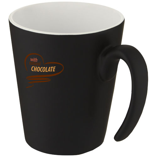 Kubek ceramiczny Oli o pojemności 360 ml z uchwytem Biały-Czarny 10068701 (1)