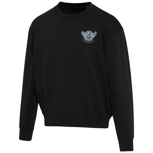 Boris 280 g/m2 sweter unisex z organicznego materiału z certyfikatem OCS o luźnym kroju i z okrągłym dekoltem Czarny 3956490A (1)