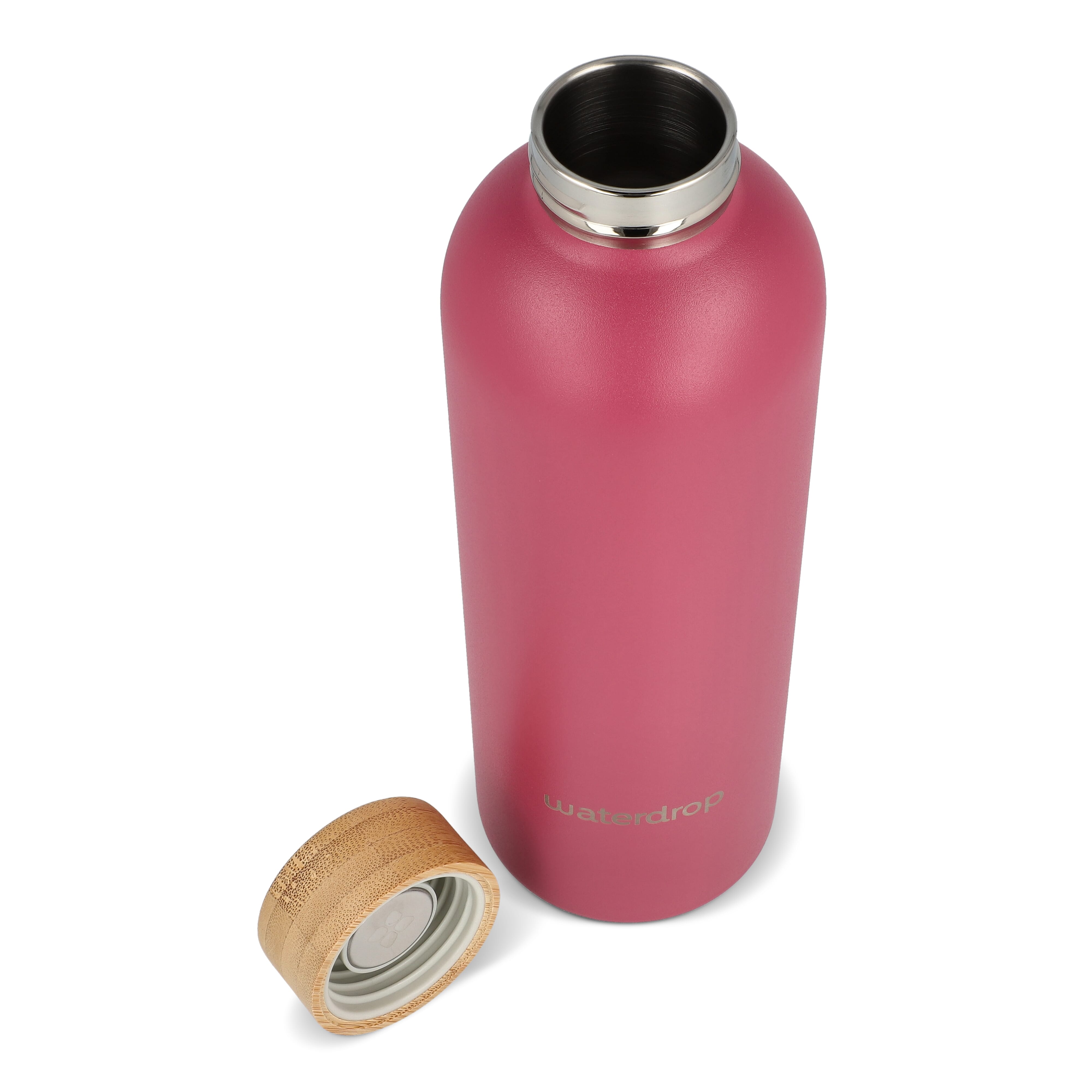 Butelka ze stali nierdzewnej Waterdrop z bambusową nakrętką 600 ml Ciemnoróżowy LT47002-N0078 (6)