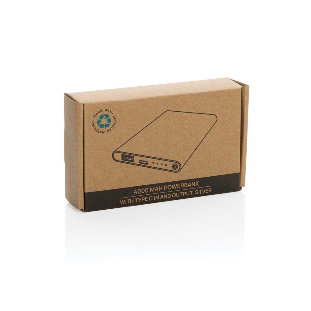 Power bank 4000 mAh z aluminium z recyklingu Srebrny P322.422 (10)