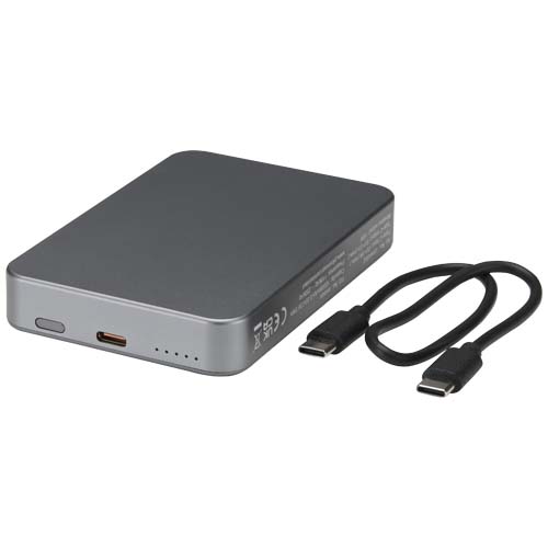 Powerbank Avis 10 000 mAh z recyklingowanego aluminium, z wbudowanym magnesem  Metaliczny grafitowy 12444582 (5)