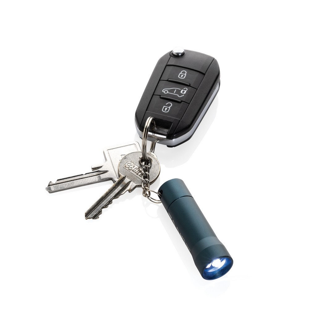 Brelok do kluczy z aluminium z recyklingu, latarka Flash Niebieski P514.0405 (4)