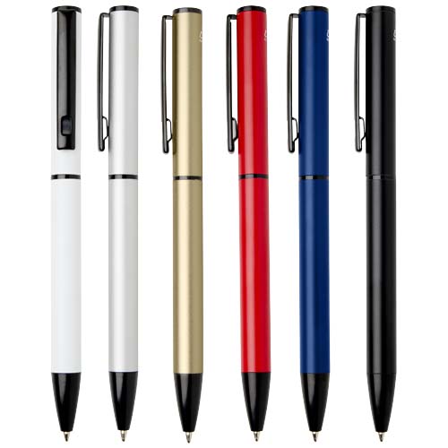 Verton - długopis obrotowy z aluminium z recyklingu, z etui (niebieski wkład) Biały 10733101 (5)