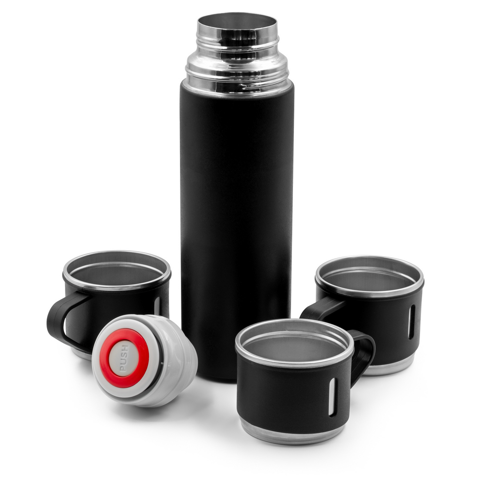 Termos 420 ml i 3 kubki 150 ml | Quavean Czarny VA117-03 (2)