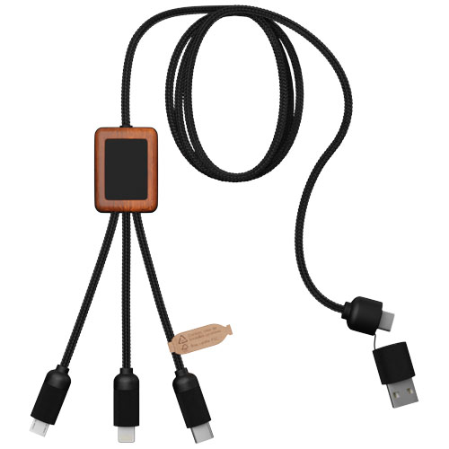 SCX.design C38 kabel do ładowania z podświetlanym logo 5-w-1 rPET i z kwadratową drewnianą obudową Czarny-Drewniany 2PX07290 (4)