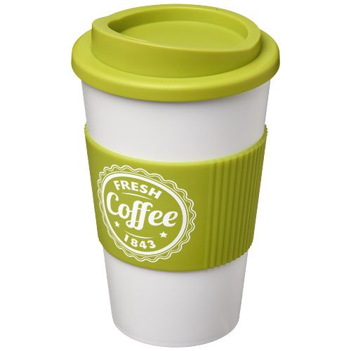 Kubek termiczny z serii Americano® o pojemności 350 ml z uchwytem Biały-Limonkowy 21000211 (1)