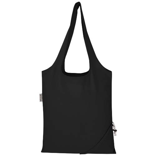 Madras Blend - torba na zakupy, wykonana z recyklingowanej baweły o gramaturze 140 g/m² posiadającej certyfikat GRS, składana Czarny 12080590 (3)