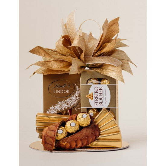 Kosz prezentowy - Lindt, Ferrero Złoto-brązowy CU-KP001 (1)