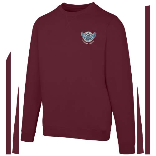Jasper organiczna bluza unisex z recyklingu o gramaturze 280 g/m² z okrągłym dekoltem i certyfikatem OCS Głęboki bordowy 3956122A (1)
