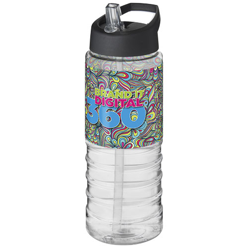 Bidon H2O Treble o pojemności 750 ml z wieczkiem z dzióbkiem Przezroczysty-Czarny 21087700 (1)