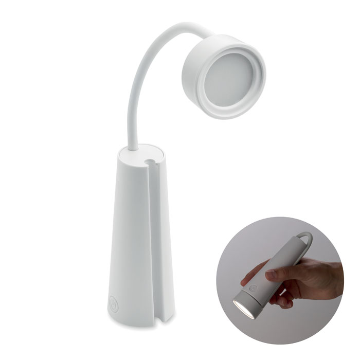 lampa biurkowa i latarka 2 w 1 Bialy MO2994-06 