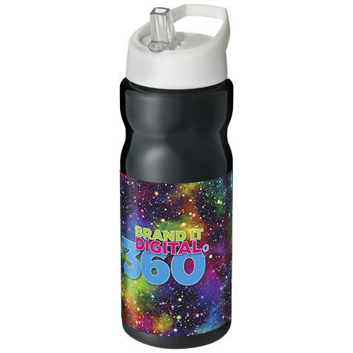 Bidon H2O Base® o pojemności 650 ml z wieczkiem z słomką Czarny-Biały 21004908 (1)