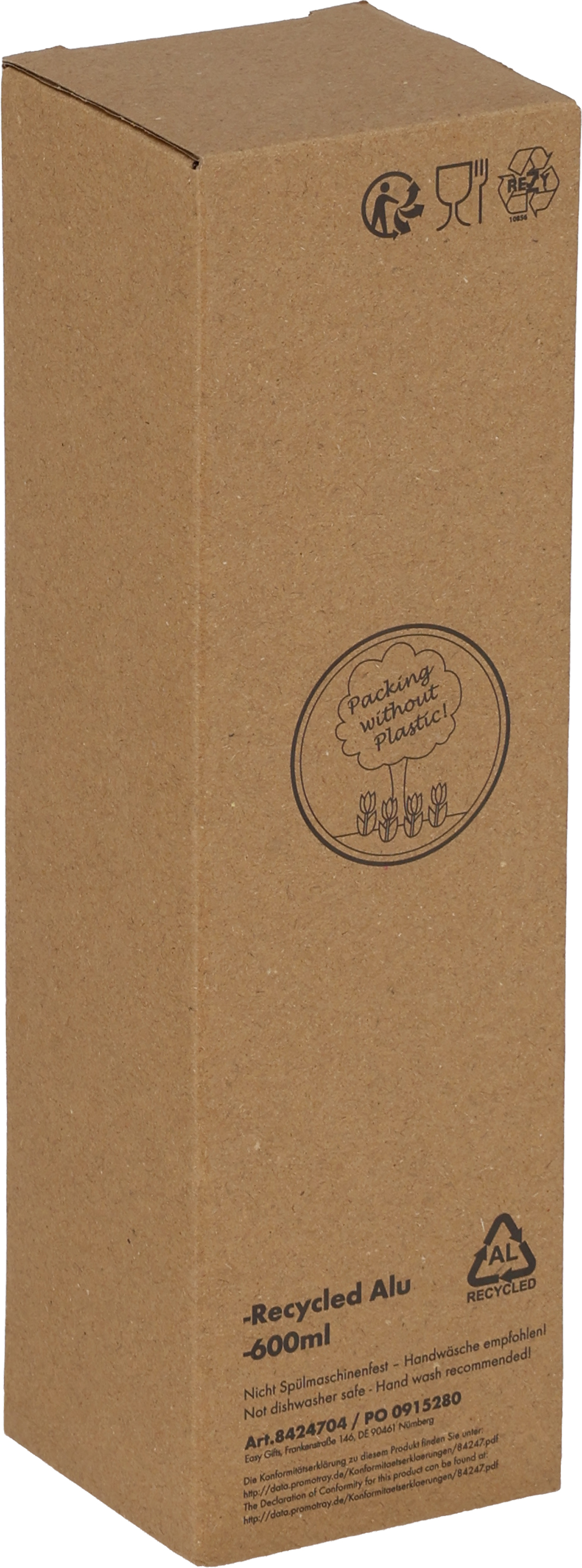 Butelka z aluminium z recyklingu CORK 600 ml Czerwony 424705 (8)