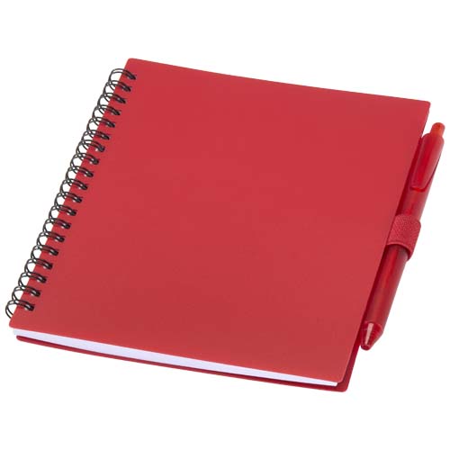 Gadżet reklamowy - Niove zestaw notatnik w miękkiej okładce z tworzyw sztucznych pochodzących z recyklingu i długopis (niebieski tusz)