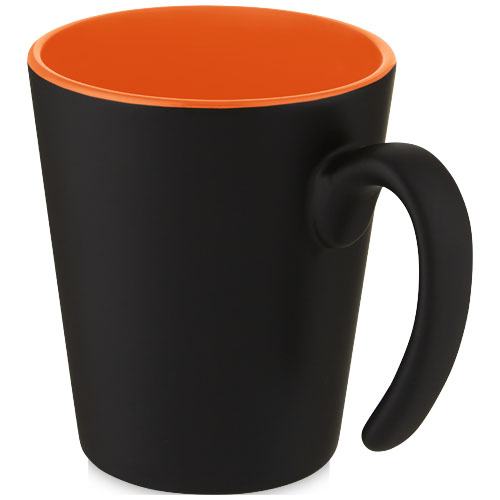 Kubek ceramiczny Oli o pojemności 360 ml z uchwytem Pomarańczowy-Czarny 10068731 