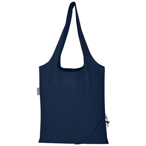 Madras Blend - torba na zakupy, wykonana z recyklingowanej baweły o gramaturze 140 g/m² posiadającej certyfikat GRS, składana Granatowy 12080555 (3)