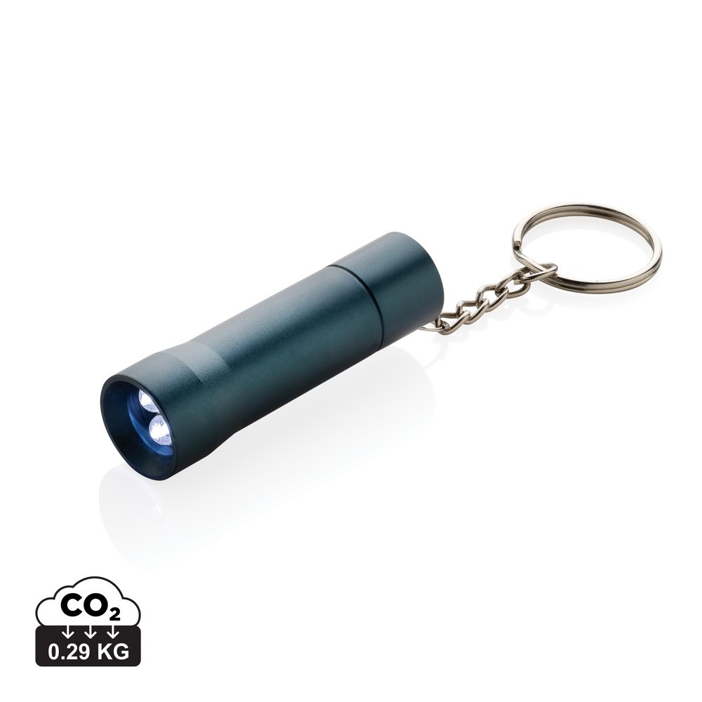 Brelok do kluczy z aluminium z recyklingu, latarka Flash Niebieski P514.0405 (10)
