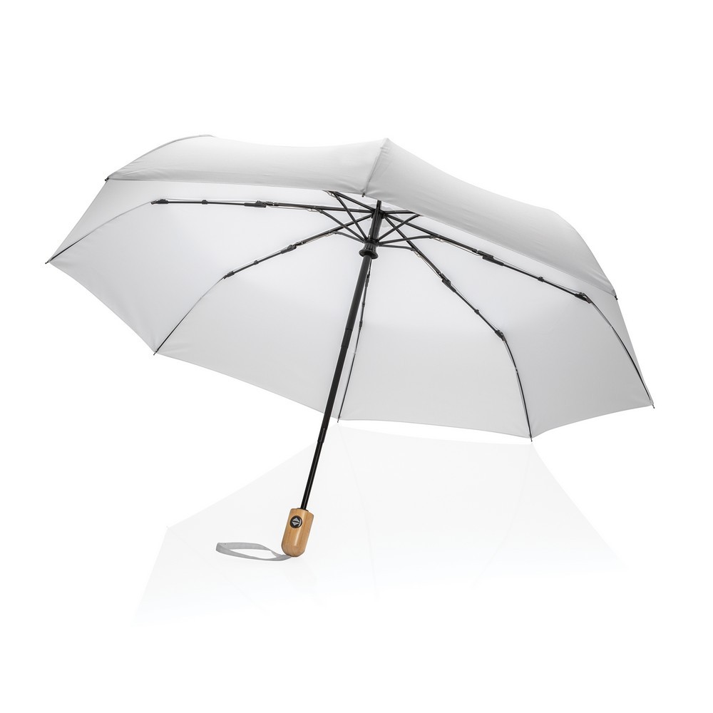Bambusowy parasol automatyczny 21" AWARE™ RPET Biały P850.613 (6)