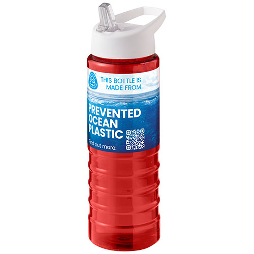 H2O Active® Eco Treble bidon z pokrywką z tutką o pojemności 750 ml  Czerwony-Biały 21048207 (1)