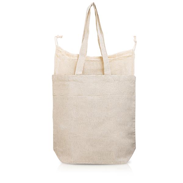 Torba z bawełny z recyklingu 190g z workiem / Marette Beżowy IP31115481 (3)