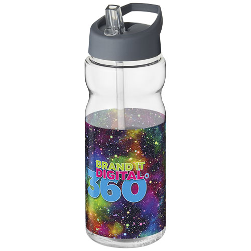 Bidon H2O Base® o pojemności 650 ml z wieczkiem z słomką Przezroczysty-Burzowy szary 21004926 (1)