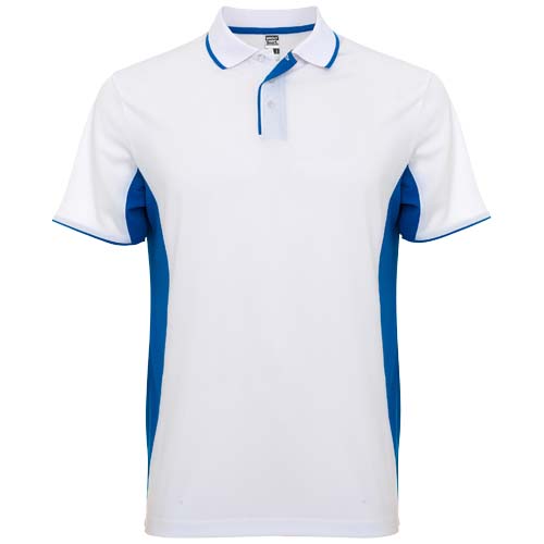 Montmelo koszulka polo unisex z krótkim rękawem Biały-Królewski niebieski R04218Q1 