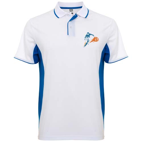 Montmelo koszulka polo unisex z krótkim rękawem Biały-Królewski niebieski R04218Q1 (1)