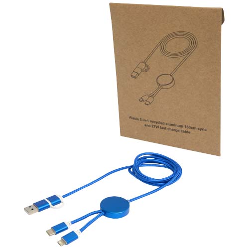 Alasia kabel do synchronizacji danych i szybkiego ładowania 5 w 1 27 W o długości 150 cm z tworzyw sztucznych i aluminium pochodzących z recyklingu Królewski niebieski 12442553 