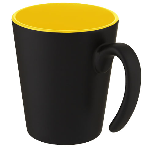 Kubek ceramiczny Oli o pojemności 360 ml z uchwytem Żółty-Czarny 10068711 