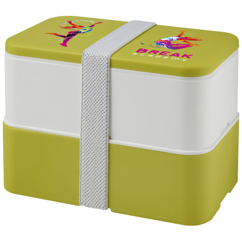 MIYO dwupoziomowe pudełko na lunch Limonkowy-Biały-Biały 22040163 (1)