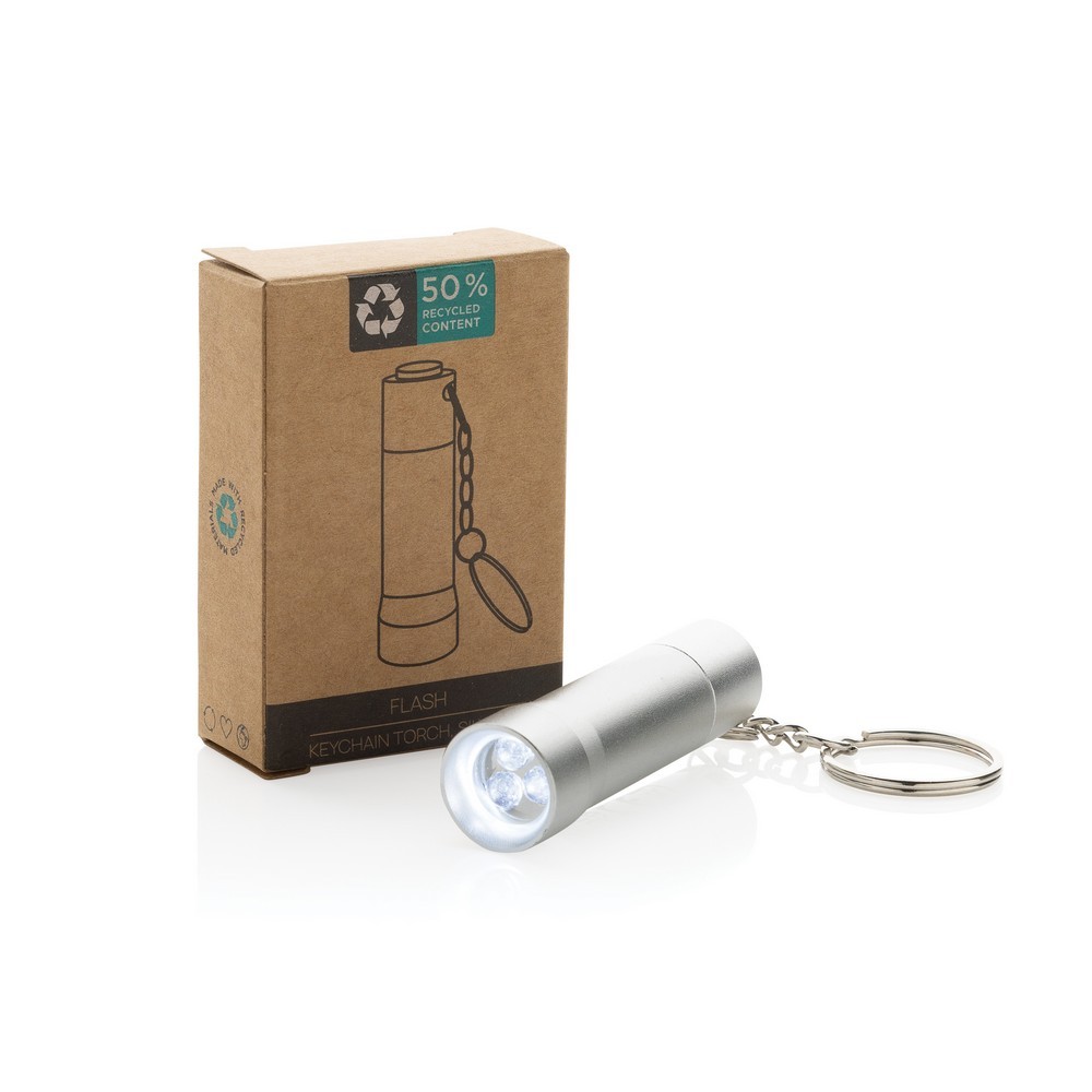 Brelok do kluczy z aluminium z recyklingu, latarka Flash Szary P514.0402 (8)