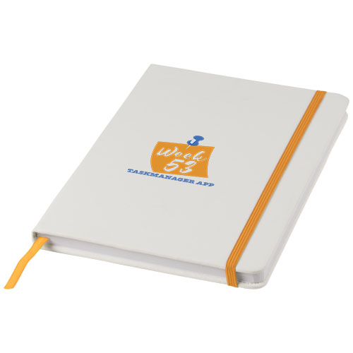 Biały notes A5 Spectrum z kolorowym paskiem Biały-Pomarańczowy 10713504 (1)