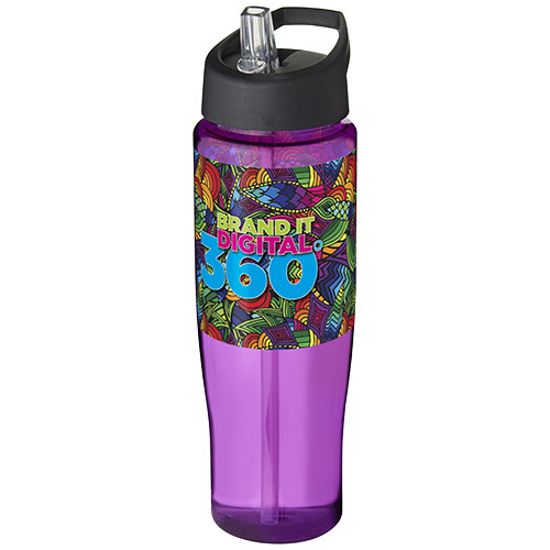 Bidon H2O Tempo® o pojemności 700 ml z wieczkiem z słomką Fioletowy-Czarny 21004407 (1)