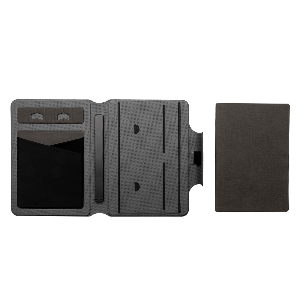 Teczka konferencyjna, notatnik A5, ładowarka bezprzewodowa, power bank 8000 mAh Czarny P774.312 (15)
