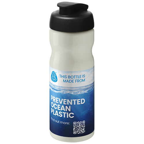 Bidon H2O Eco o pojemności 650 ml z wieczkiem zaciskowym Kość słoniowa-Czarny 21009720 (1)